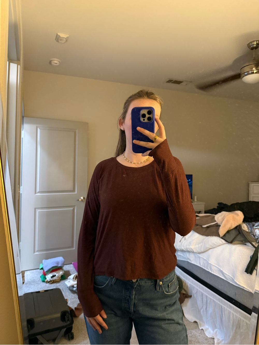 Beyond Yoga Long Sleeve Crewneck Top in brown